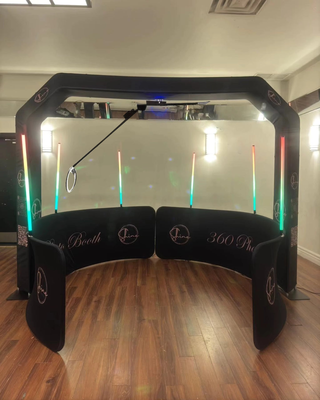 Overhead 360 Photo Booth w/ LEDs Compatible 3D 360 Video Booth Prix Plataforma Glass Accessories