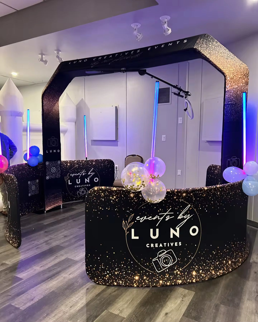 Overhead 360 Photo Booth w/ LEDs Compatible 3D 360 Video Booth Prix Plataforma Glass Accessories