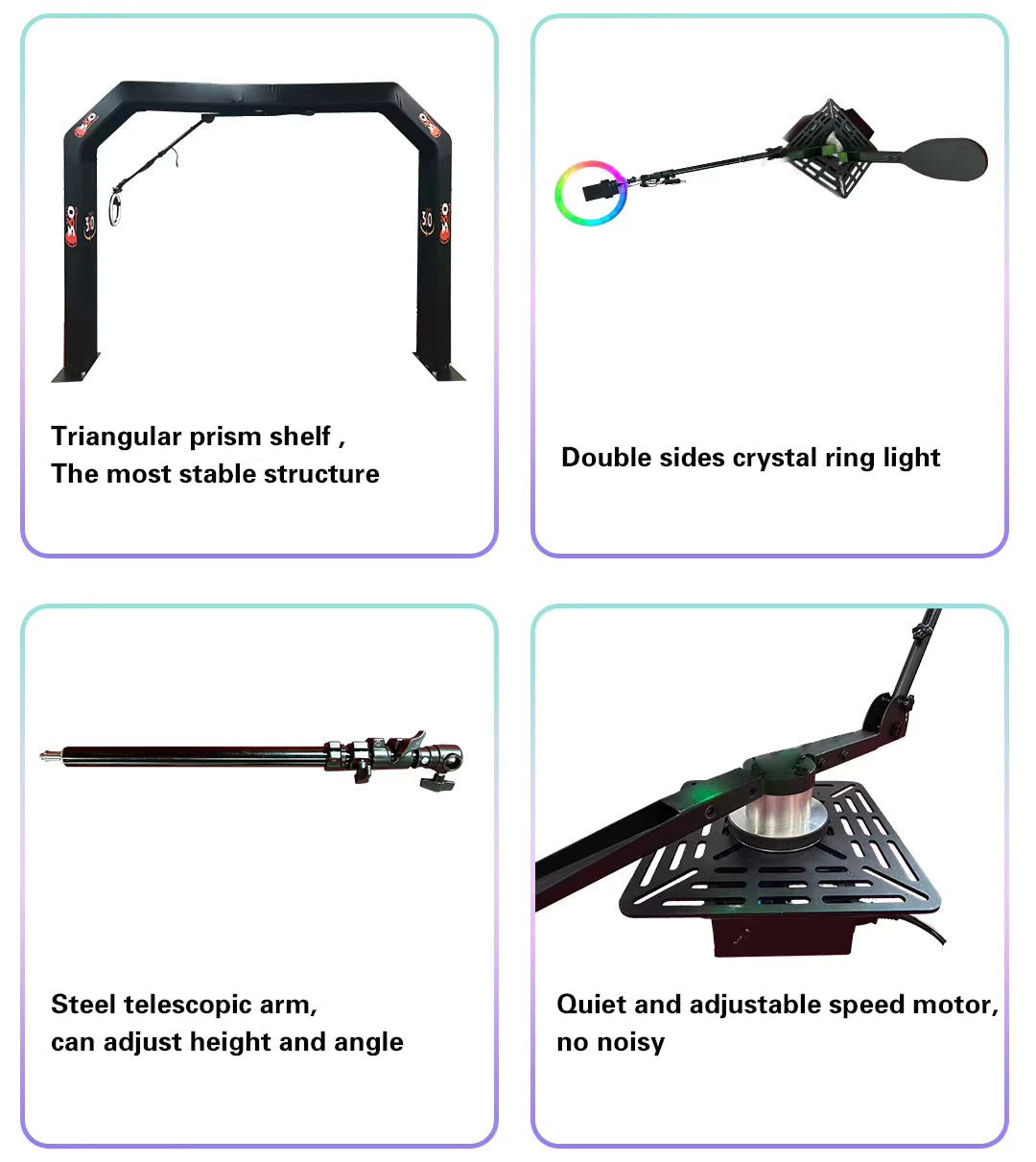 Overhead 360 Photo Booth w/ LEDs Compatible 3D 360 Video Booth Prix Plataforma Glass Accessories